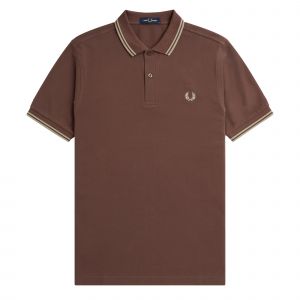 Fred Perry Polo Shirt Mens Shaded Stone/Snow White/Ecru Twin Tipped S/s Polo
