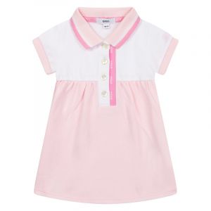 Baby Pale Pink Logo Trim Polo Dress