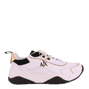 Armani Exchange Trainers Womens White/Black/Gold Action