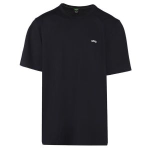 BOSS T Shirt Mens Black Tee Curved S/s | Hurleys