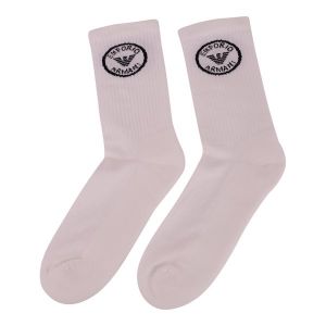 Emporio Armani Bodywear Socks Mens White Round Eagle Logo 2 Pack