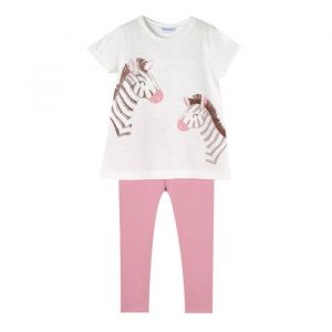 Girls Zebra S/s T-shirt + Leggings Set