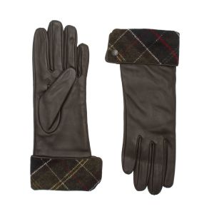 Womens Choc/Tartan Lady Jane Leather Gloves