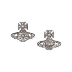 Vivienne Westwood Earrings Womens Platinum/Cream Pearl Luzia Bas Relief Earrings