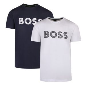 BOSS T Shirt Mens White/Navy S/s 2 Pack | Hurleys