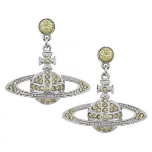 Vivienne Westwood Earrings Womens Platinum/Jonquil Crystal Mini Bas Relief Drop Earrings