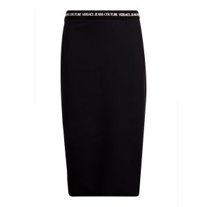 Versace Jeans Couture Skirt Womens Black Logo Waist Midi Skirt
