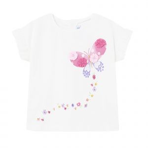 Mayoral T Shirt Infant Girls White Butterfly S/s T Shirt