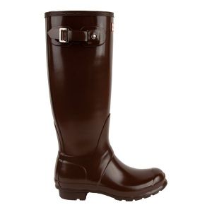 Hunter Womens Brown Black Original Tall Gloss Boots