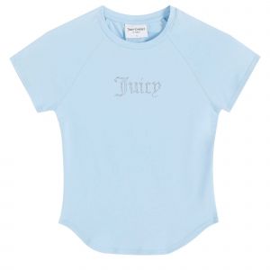 Juicy Couture T Shirt Womens Powder Blue Shrunken Diamante S/s T Shirt