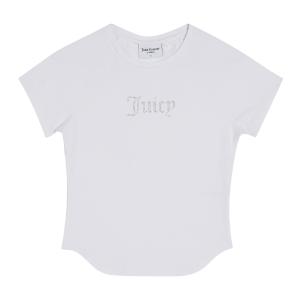 Juicy Couture T Shirt Womens White Shrunken Diamante S/s T Shirt