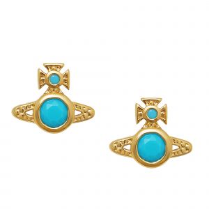Vivienne Westwood Earrings Womens Gold/Turquoise London Orb Earrings