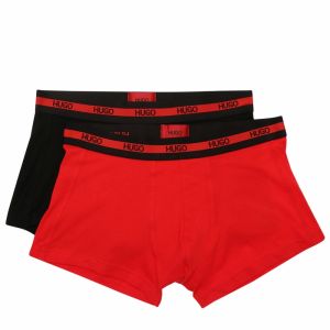Mens Red/Black Branded 2 Pack Trunks