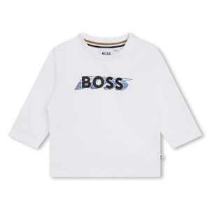 BOSS T Shirt Boys White Shadow Logo L/s T Shirt
