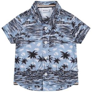 BOSS Shirt Boys Pale Blue Hawaiian S/s