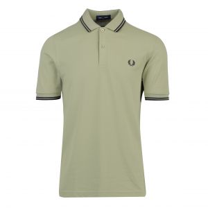 Mens Sage Green Twin Tipped S/s Polo Shirt