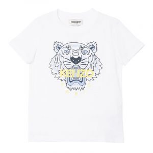 Boys White/Blue Core Tiger S/s T Shirt