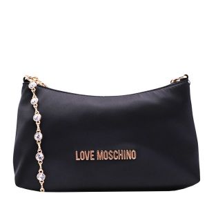 Love Moschino Bag Womens Black Satin Crystal Shoulder