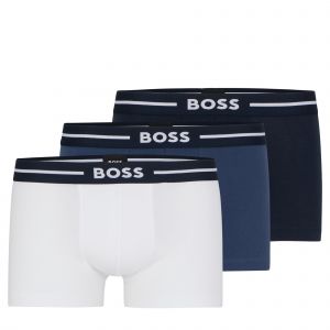 BOSS Trunks Mens White/Black/Navy Trunk 3 Pack Bold