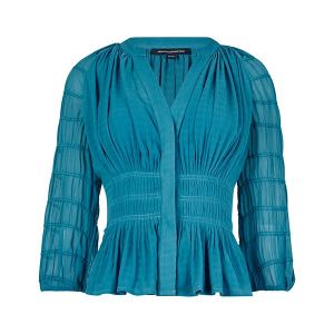 French Connection Top Womens Mosaic Blue Cora Pleated Smock | Hurleys