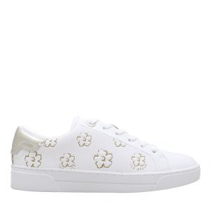 Womens White/Gold Taliy Magnolia Cupsole Trainers