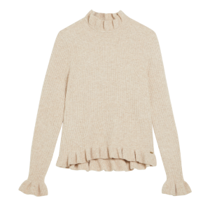 Ted Baker Jumper Womens Camel Pipalee Frill Detail Knit 