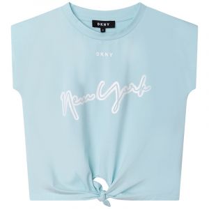 Girls Sea Green New York Front Knot S/s T Shirt