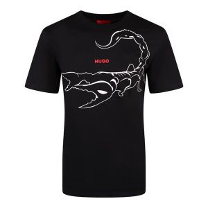 HUGO T Shirt Mens Black Darpione Scorpion S/s T Shirt