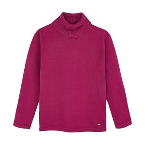 Girls Cherry Roll Neck Knitted Top