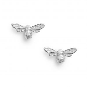 Womens Silver Lucky Bee Earrings