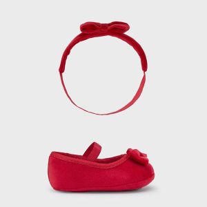 Baby Red Booties + Headband Set