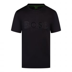 BOSS Green T Shirt Mens Black Tee 1 Debossed S/s T Shirt
