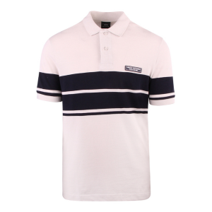 Armani Exchange Polo Shirt Mens White Pepper/Dark Navy Block Stripe S/s | Hurleys