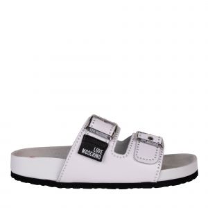 Love Moschino Sandals Womens White Studded Buckle Sandals