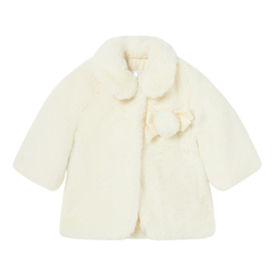 Mayoral Baby Natural Bow Faux Fur Coat