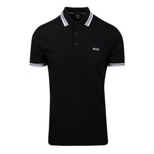 Athleisure Mens Black/Green Paddy Regular Fit S/s Polo Shirt