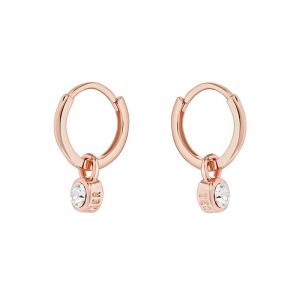 Womens Rose Gold/Crystal Huggie Earrings