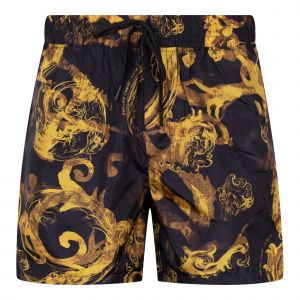 Versace Jeans Couture Shorts Mens Black/Gold Watercolour Baroque Shorts