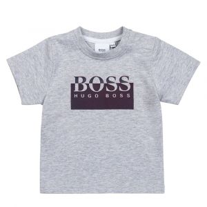 Toddler Boys Grey Marl Split Box Logo S/s T Shirt