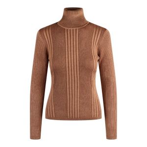 French Connection Roll Neck Jumper Womens Tobacco Brown Multi Mari Roll Neck Jumper