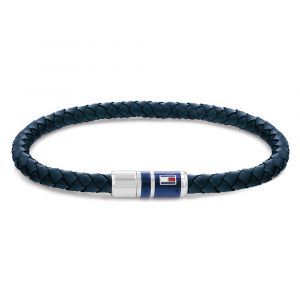 Mens Blue Casual Leather Braided Bracelet