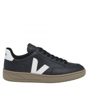 Veja Trainers Mens Black/White/Dune V-12 Leather Trainers 