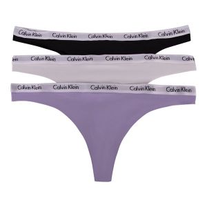 Calvin Klein Thongs Womens Black/White/Lilac 3 Pack Thongs