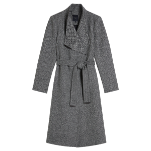Ted Baker Coat Womens Black Roseane Wrap Wool Coat 
