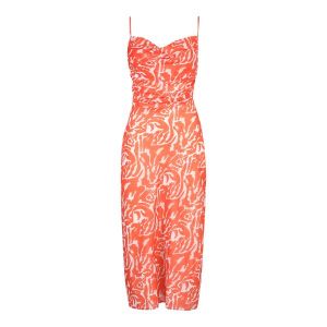 Pretty Lavish Dress Womens Orange Zebra Keisha Ruched Print Midaxi