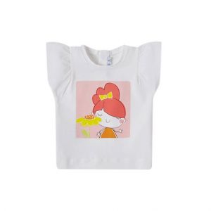 Infant White/Coral Flower Doll S/s T Shirt