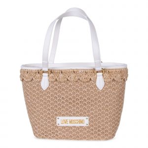 Love Moschino Bag Womens Natural/White Raffia Shopper Bag 