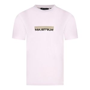 MA.STRUM T Shirt Mens Optic White/Tea Block Print S/s T Shirt
