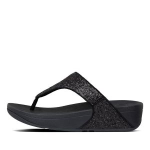 Fitflop Sandals Womens Black Lulu Glitter Toe-Post | Hurleys