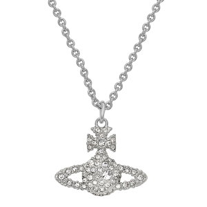 Womens Platinum/White Crystal Grace Bas Relief Pendant Necklace